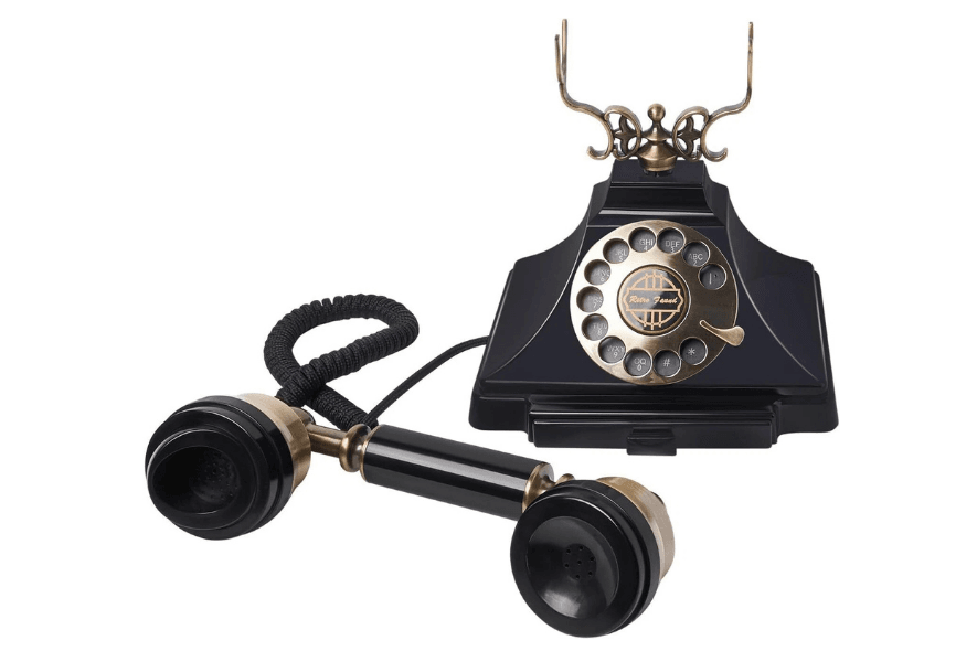 The Heritage audio guest book with its receiver off the hook