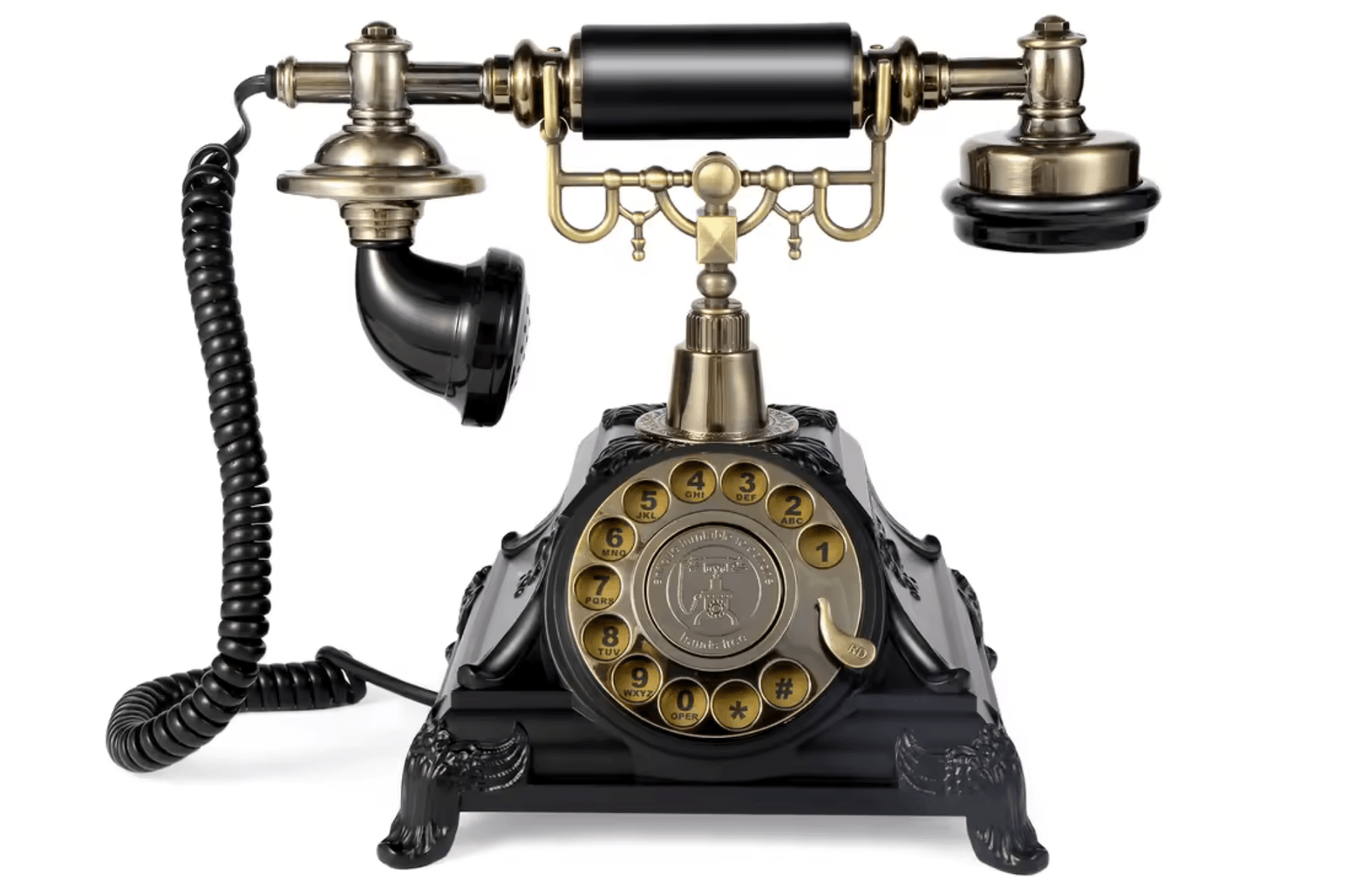 The Noir Vintage black rotary audio guest book phone